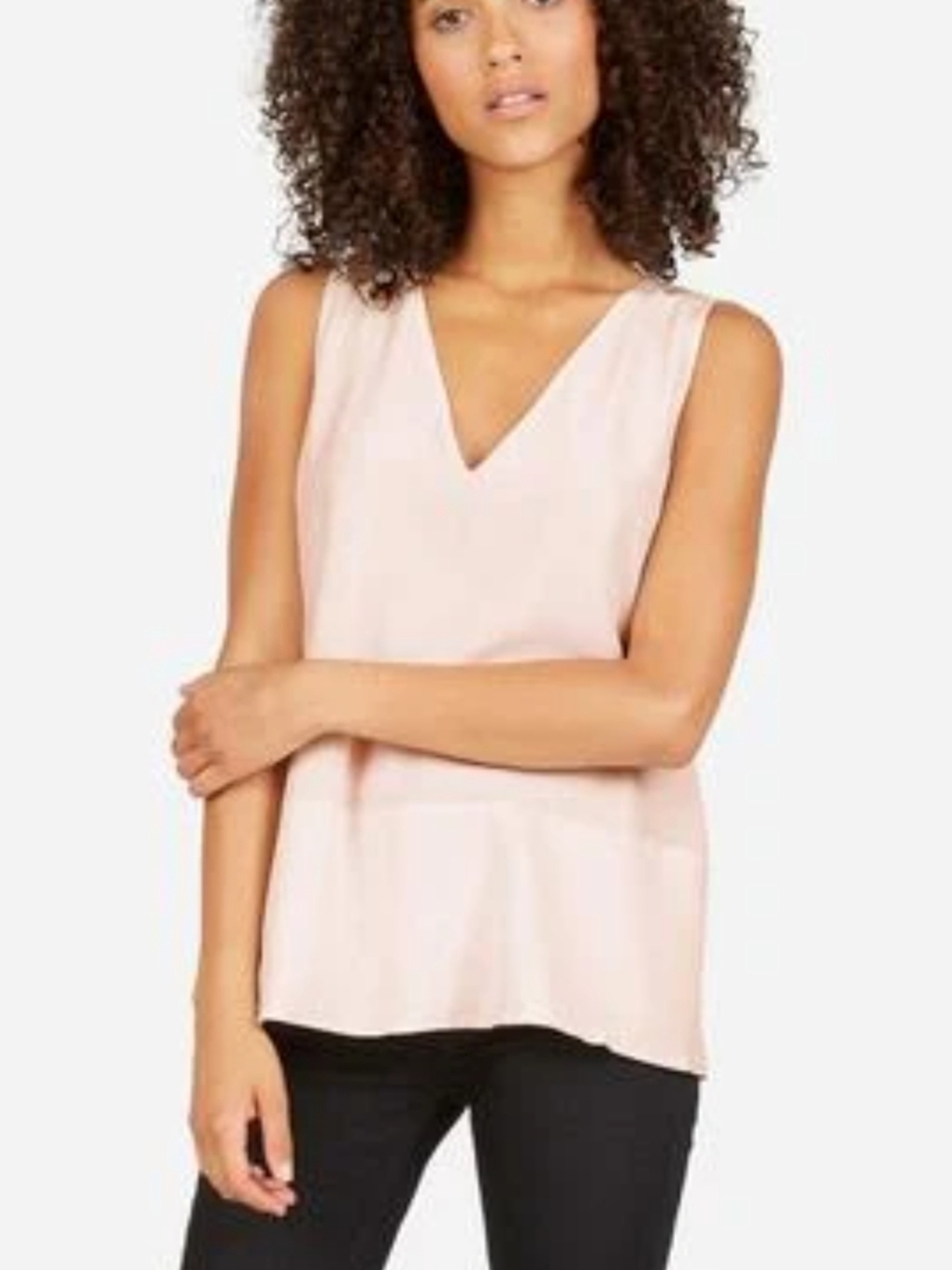 EVERLANE 100% silk double lined Sleeveless V-Neck loose fit top